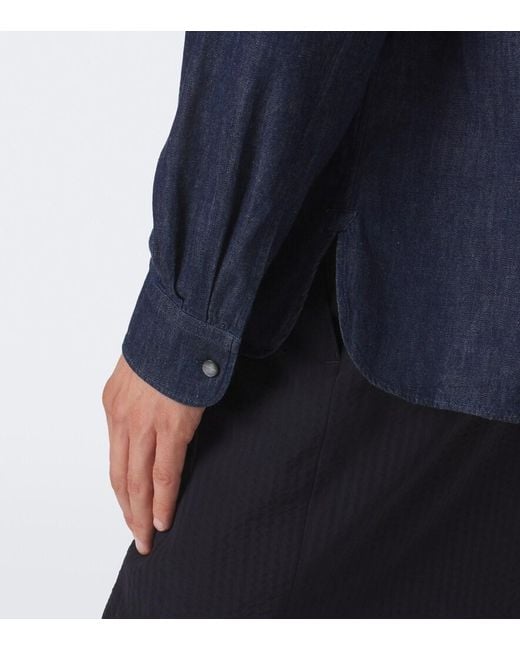 Jil Sander Blue Cotton Chambray Shirt for men