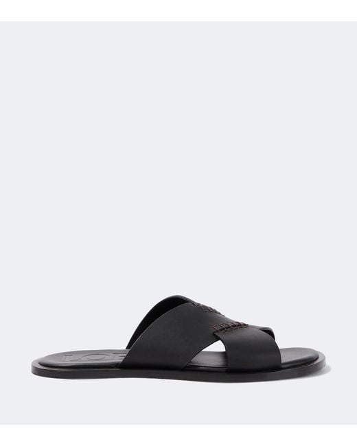 Loewe Black Paula's Ibiza Flex Leather Sandals for men