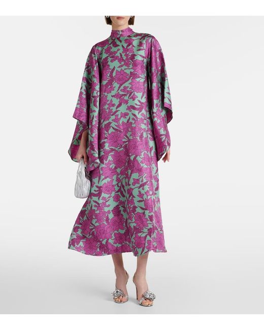 LaDoubleJ Purple Magnifico Silk Twill Midi Dress