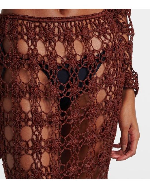 Anna Kosturova Brown Bella Crochet Cotton Maxi Skirt