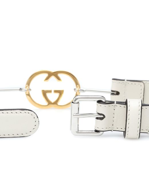 gucci white leather belt