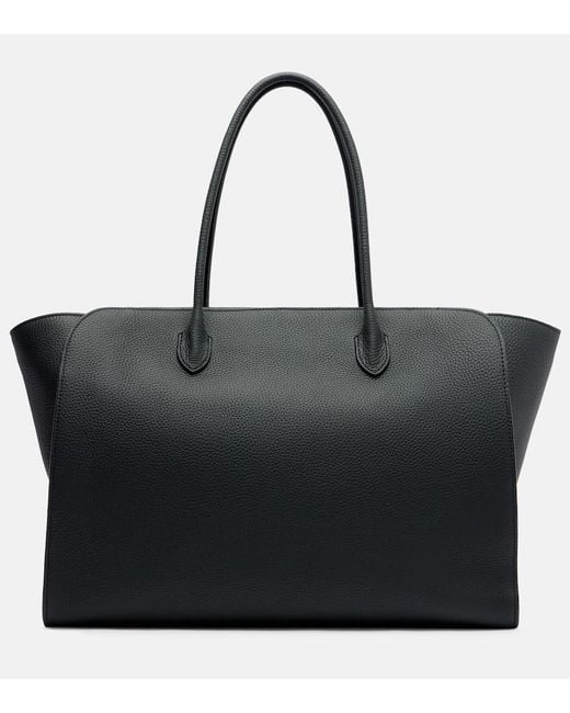 The Row Black Marlo Large Leather Tote Bag