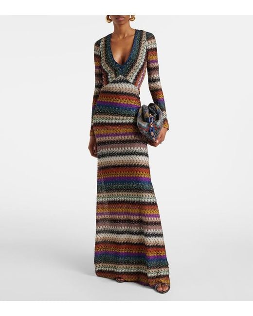 Missoni Multicolor Striped Lame Maxi Dress