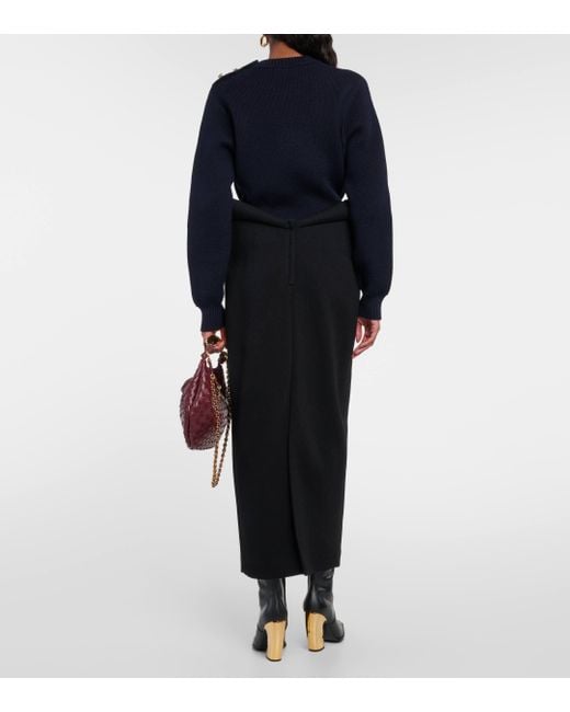 Bottega Veneta Black Compact Knit Maxi Skirt