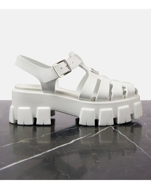 Prada White Monolith Platform Sandals