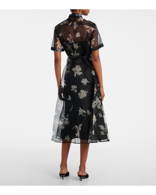 Altuzarra Black Kiera Floral Silk Midi Dress