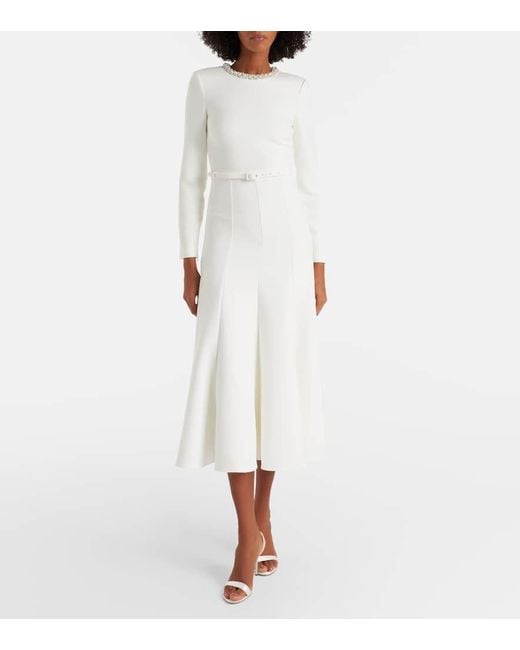 Roland Mouret White Crystal-Embellished Crepe Cocktail Dress