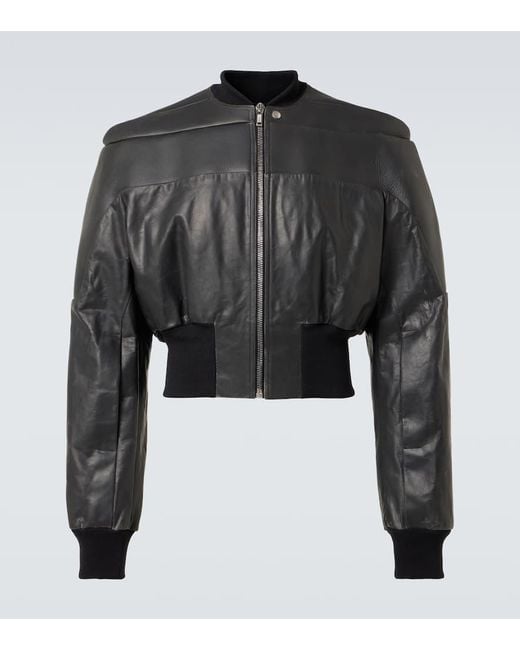Rick Owens Cropped-Lederjacke Girdered in Black für Herren