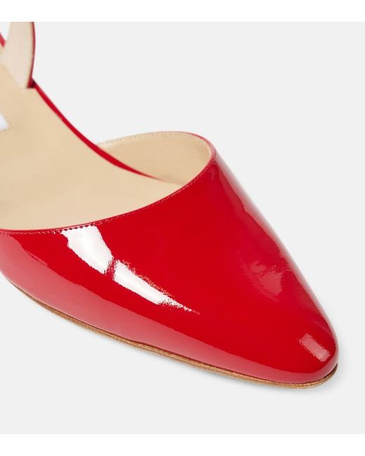Manolo Blahnik Red Aspro 30 Patent Leather Slingback Pumps