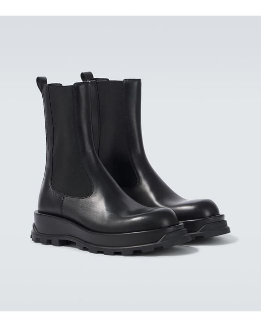 Jil Sander Black Leather Chelsea Boots for men