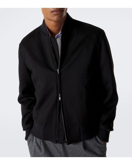 Lardini Black Virgin Wool Bomber Jacket for men