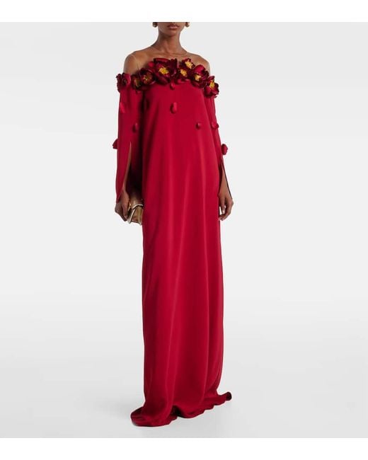 Oscar de la Renta Red Verzierte Robe