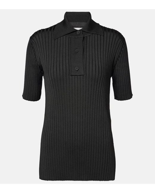 Polo De Punto Acanalado Jil Sander de color Black