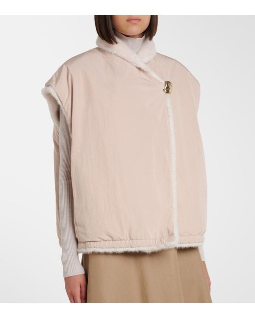 Moncler Natural Chardonneret Fleece Down Jacket