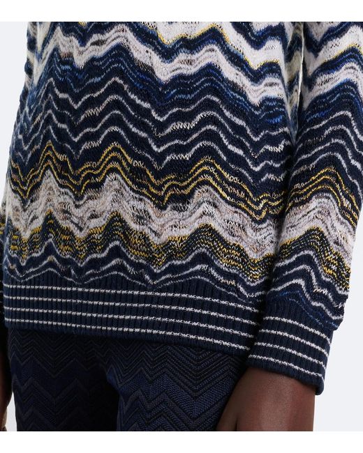 Missoni Blue Zigzag Wool-Blend Sweater