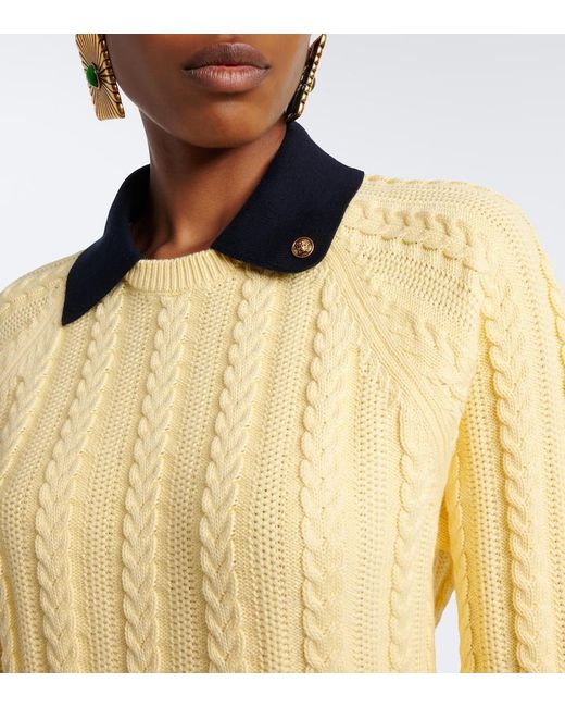 Versace Yellow Medusa Cable-Knit Cotton Sweater
