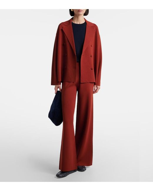 Max Mara Red Jersey Wide-Leg Pants