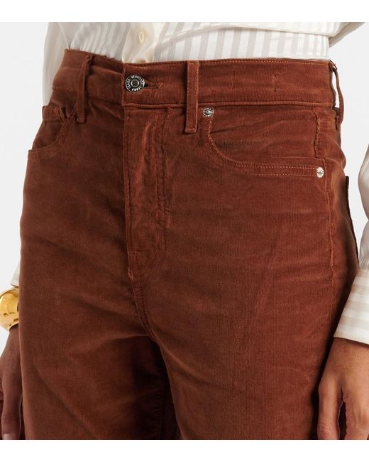 Veronica Beard Brown Cameron Cotton Corduroy Flared Pants
