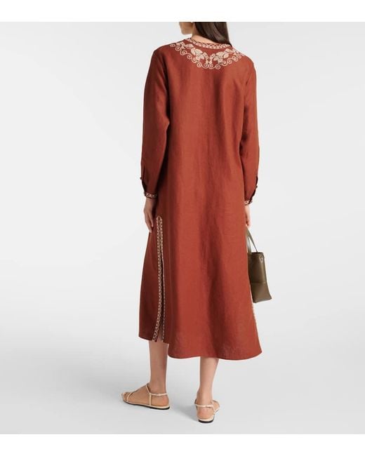 Loro Piana Faye Embroidered Linen Kaftan