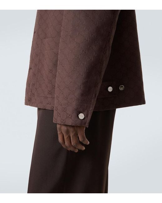 Veste Gg En Coton Melange A Ornements Gucci pour homme en coloris Brown