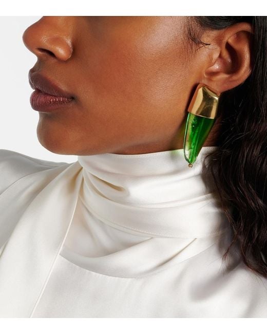Bottega Veneta Green Prisma Glass Earrings