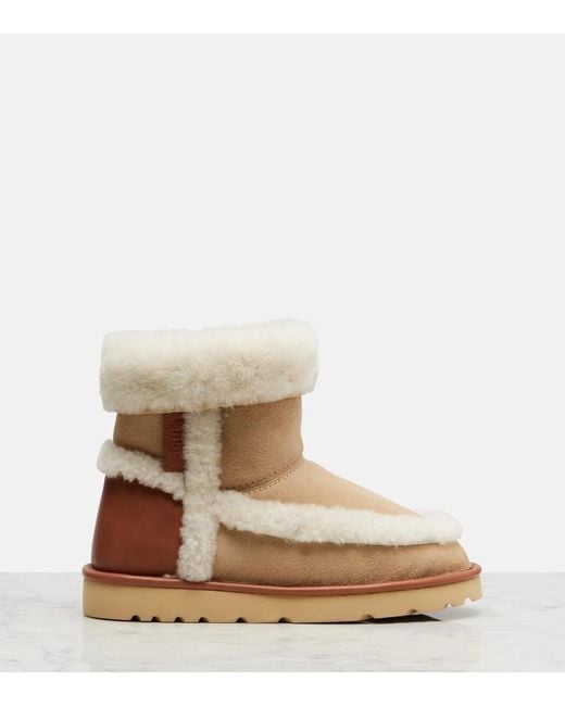 Chloé Natural Dolcie Shearling-Trimmed Ankle Boots