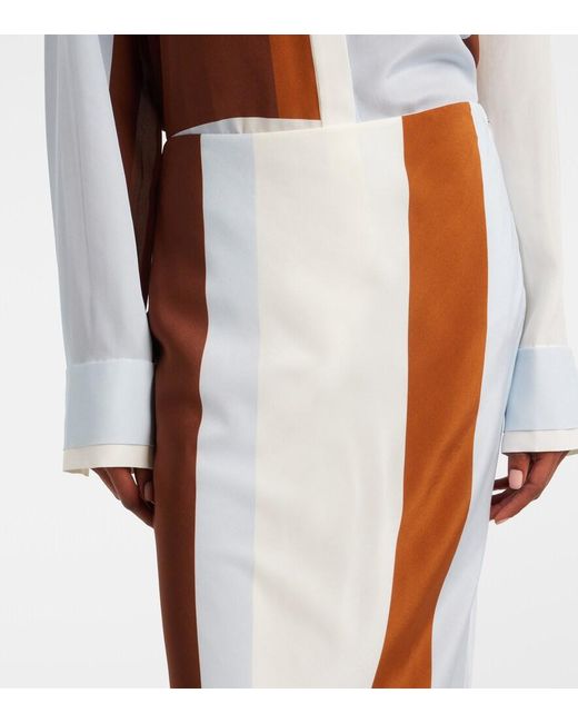 Sir Brown Striped Silk Maxi Skirt