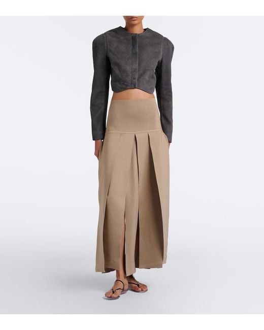 Alaïa Gray Cropped Suede Jacket