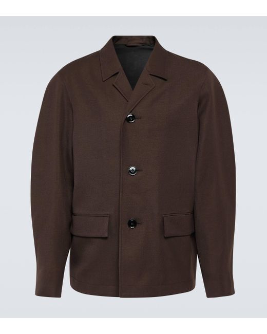 Lemaire Brown Wool And Linen Gabardine Coat for men