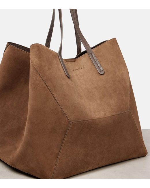Brunello Cucinelli Brown Bc Duo Large Suede Tote Bag