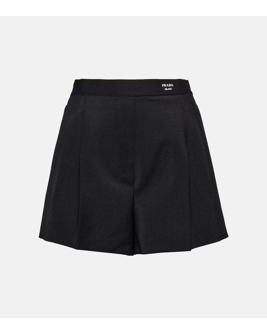 【プラダ・PRADA】Wool shorts Prada Pinstripe Wool Shorts with Belt - Bergdorf Goodman