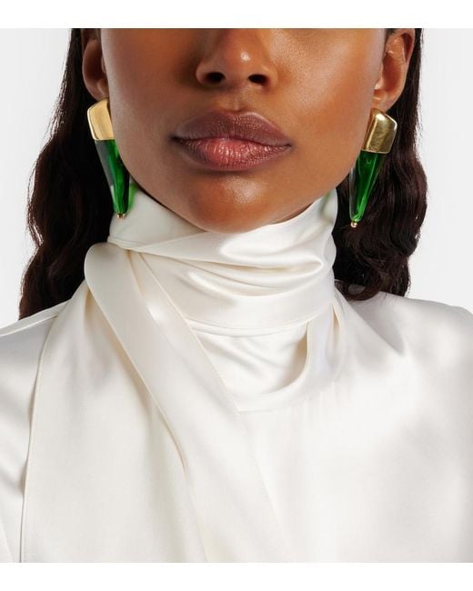 Bottega Veneta Green Prisma Glass Earrings