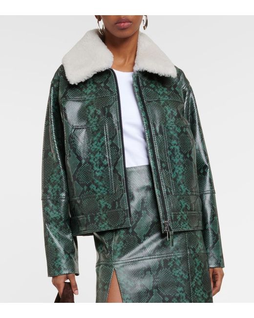 Dorothee Schumacher Green Urban Jungle Snake-Print Leather Jacket