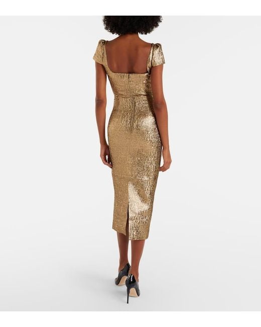 Roland Mouret Natural Draped Lame Jacquard Cocktail Dress
