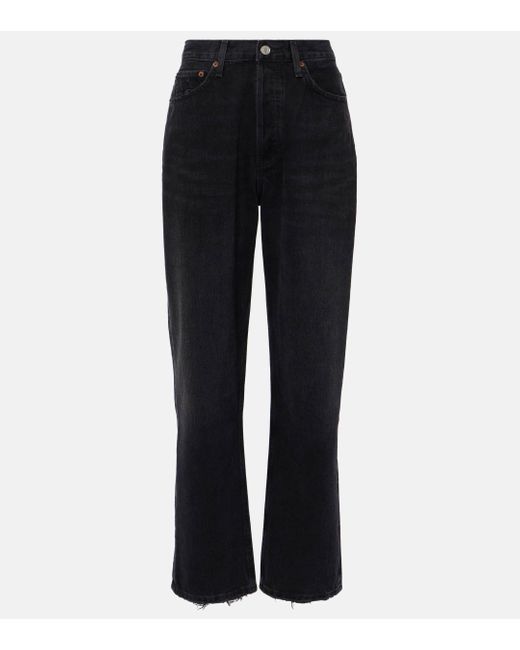 Agolde Black 90's Mid-rise Straight Jeans