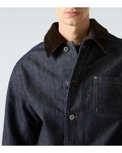 Loewe Blue Denim Jacket With Logo Patch for men