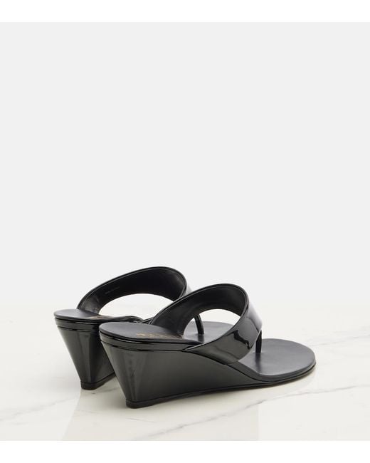 Prada Black Patent Leather Thong Sandals