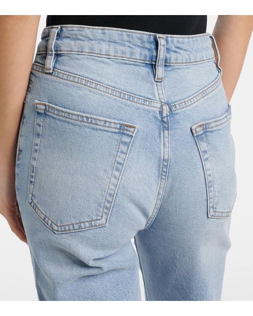 FRAME Blue Ruler High-Rise Straight Jeans