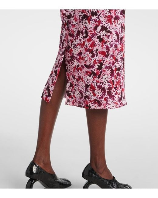 Dries Van Noten Red Floral Pencil Skirt