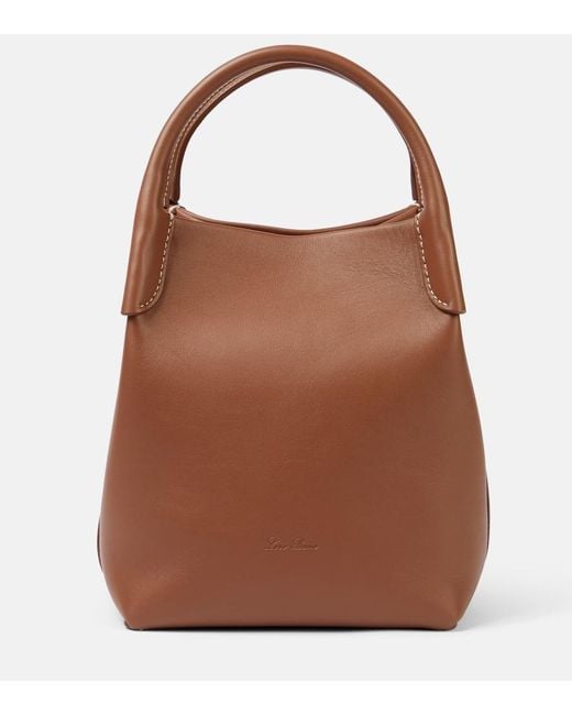 Loro Piana Brown Bale Small Leather Tote Bag