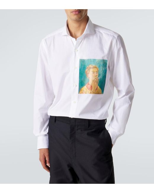 Junya Watanabe White X Luigi Borrelli Printed Cotton Shirt for men