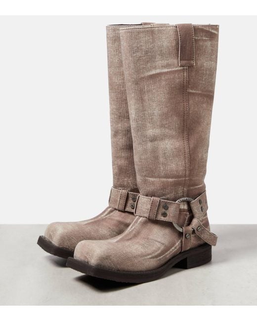 Acne Brown Balius 35 Printed Knee-high Boots