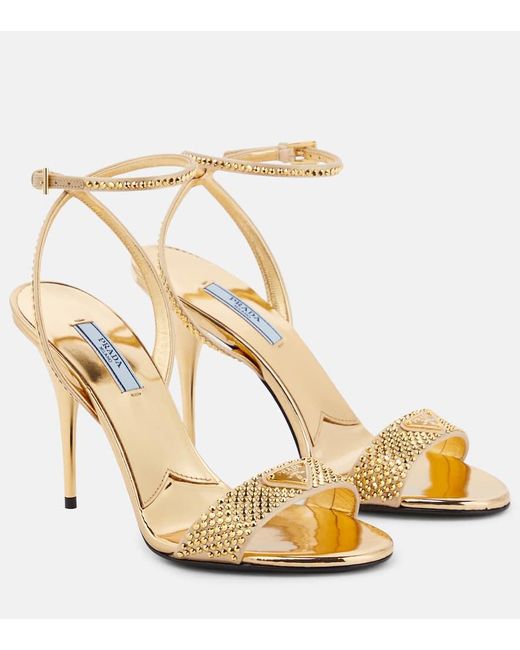 Prada Metallic High Heel Sandals