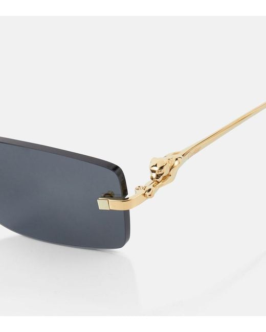 Cartier Blue Panthere De Cartier Rectangular Sunglasses