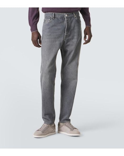 Brunello Cucinelli Gray Mid-Rise Straight Jeans for men