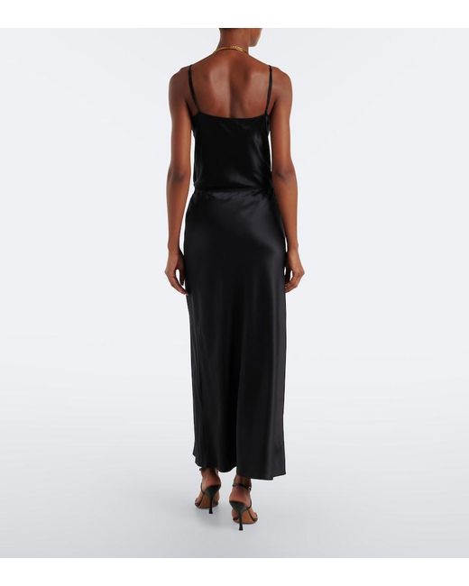 Jupe Longue Isaak En Satin De Soie Joseph en coloris Black