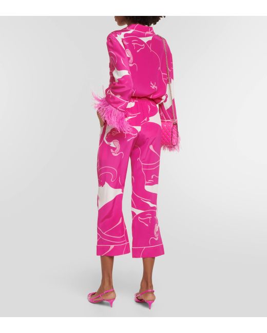 Valentino Pink Panther Crepe De Chine Pants
