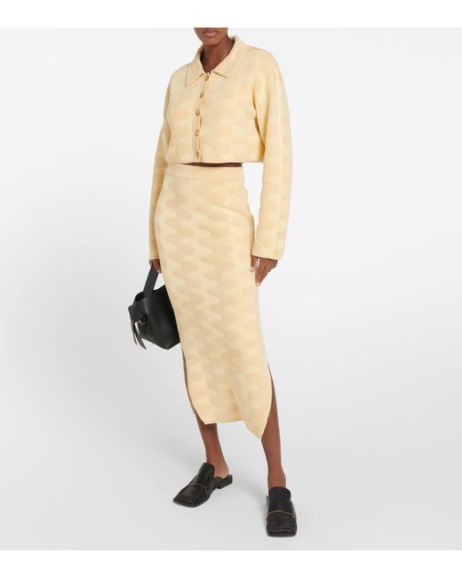 Nanushka Metallic Bria Jacquard Cotton-Blend Midi Skirt