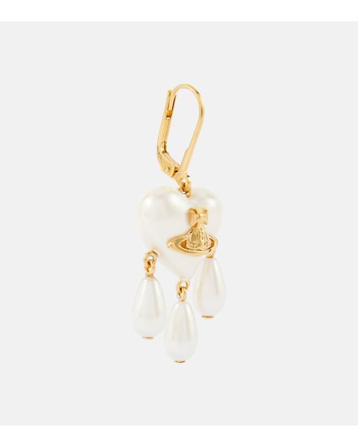 Vivienne Westwood White Sheryl Orb Embellished Drop Earrings