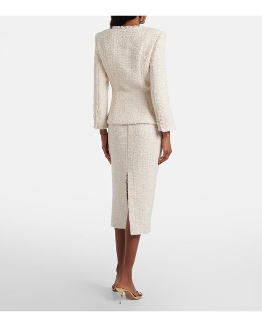 Self-Portrait Natural Boucle Tweed Midi Dress